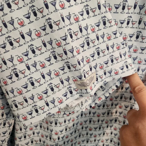 Straight Down Golf Polo - SPF Performance Cocktail Print Golf Shirt - XXL - Picture 8 of 9